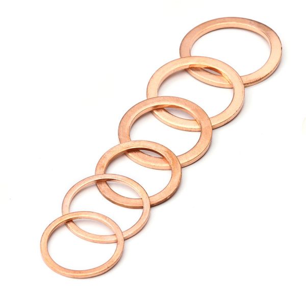 100/150/200/250/300/568pcs o Ring Copper Wasket Conjunto de junta M4-M14 Vedação de anel plano para esmagamento de barco anel de vedação de vedação plana Óleo de cárter