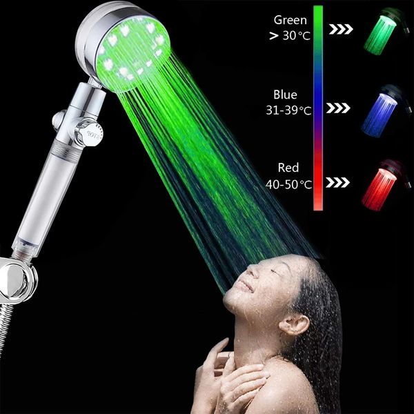 Fluxo de economia de água da cabeça do chuveiro de LED 360 graus girando com pequeno ventilador abds chuva de alta pressão bicos de spray acessórios de banheiro