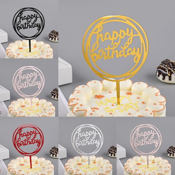 10pcs espelho ouro preto rosa rosa rosa rosa bolo de bolo coco de bolo de feliz aniversário toppers de bolo ferramentas de decoração de itens promocionais