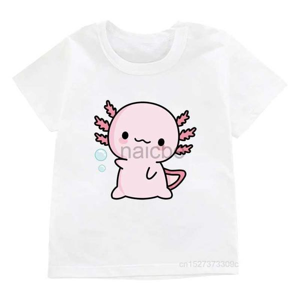 Camisetas novas fofas axolotl sanduatura t-shirt meninas/meninos Kawaii Roupas para crianças menores de bebê de bebê camiseta harajuku camiseta de verão tee 240410