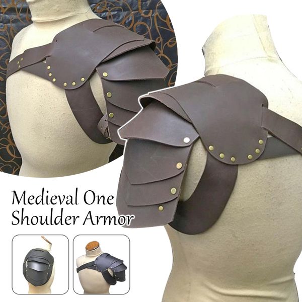 Armadura medieval ombro Viking Guerreiro Pauldrons Gladiador Larp Cosplay Acessório de Costum Pu Couro Renascença Armadura de ombro