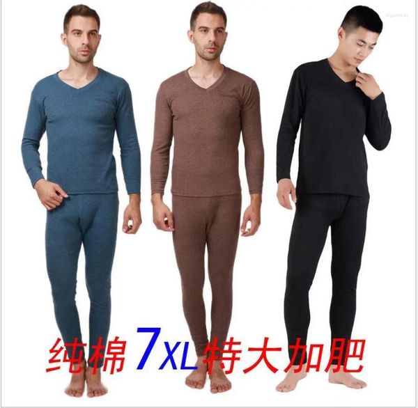 Herren thermische Unterwäsche Ankunft Männer Winter Großhandel Hersteller V-Ausschnitt Super groß, unzureichende fettleibige Baumwolle lou Long Johns Plus Size XL