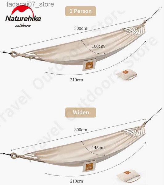 Hammocks NatureHike Ultralight 1,5 kg 1-2 tela di cotone a sospensione comoda rotolo resistente al giardino da campeggio impermeabile in campeggio Pendantq