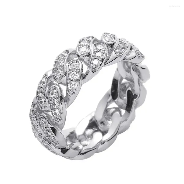 Clusterringe Hoyon 8mm Diamantform Kubaner für Männer Frauen S925 Sterling Silber Gold Farbe Hip Hop 1,2 S CZ Steinschmuck Geschenk