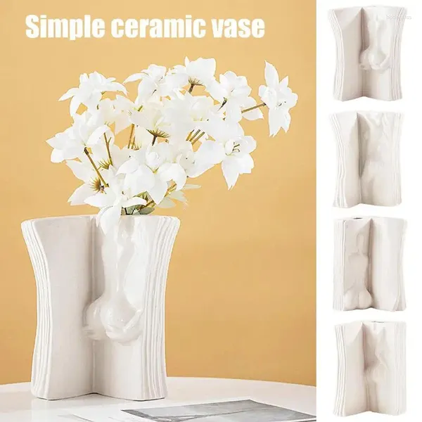 Vasos Modern Flower Vaso Combattop Cremoso garrafas de flores brancas de corpo feminino estilo decorativo decorar ornamento