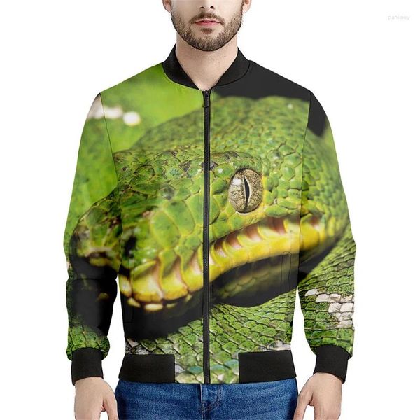 Herrenjacken Horror Schlange Grafik Reißverschluss Jacke Männer 3D bedrucktes Tier Sweatshirt Frauen Frühling Autumn Street Langarm Reißverschluss Up -Up -Mäntel