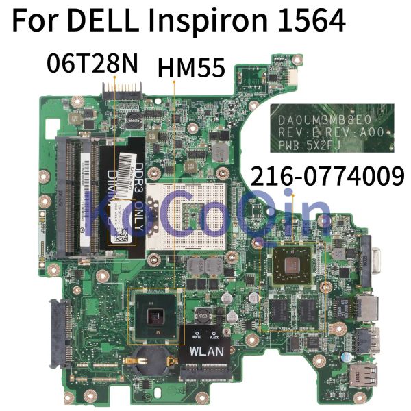 Placa -mãe laptop Kocoqin da placa -mãe para Dell Inspiron 1564 HD5450 PRINCIPAL CN06T28N 06T28N DA0UM3MB8E0 06T28N HM55 2160774009 1G