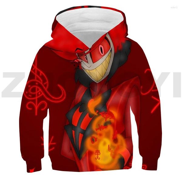 Hoodies masculinos Crianças Hazbin 3D Hoodie meninas de mangas longas Tops meninos El Loose Sweetshirts Pullover TRATECIMENTO CASual Harajuku Streetwear