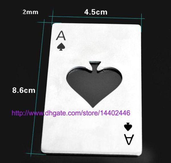 200pcs abridor de aço inoxidável tocando Poker Card Ace Heart Soda Beer Wine Rel Wine Cap pode garrafa de abridor de ferramentas de barras1527371