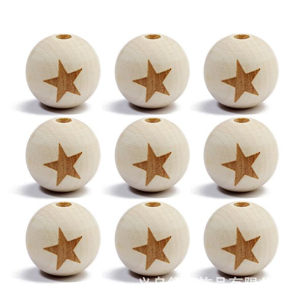 5/10 pezzi da 20 mm per perle in legno naturale rotonde perle in legno perle sorrisi perle per perle per la creazione di gioielli a catena artigianale fai -da -te.