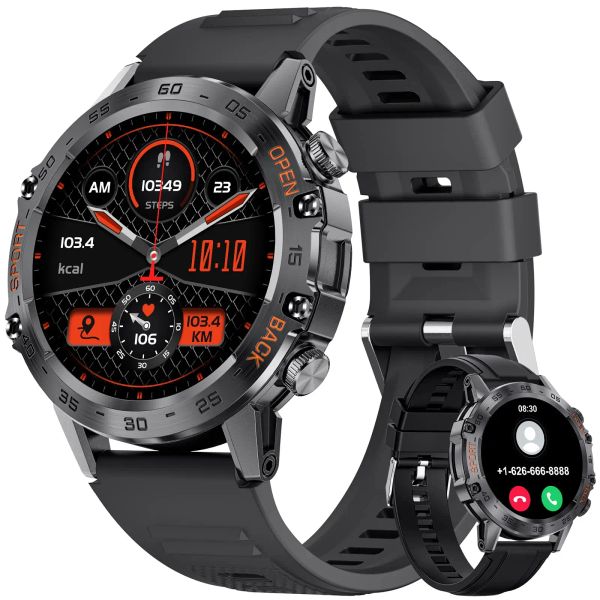 Relógios Lemfo Military Smart Watches For Men IP68 Bluetooth de chamadas de chamadas cardíacas Monitor de sono K52 Smartwatch 1.39 