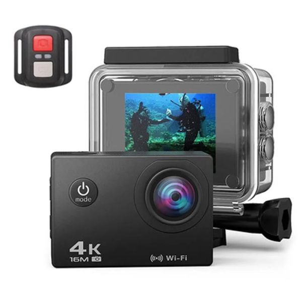 Telecamera Nuova fotocamera Action Ultra HD 4K WiFi 12MP 2 pollici 30m Go Waterproof Pro 170D Camera da immersione esterna con moto telecomandata