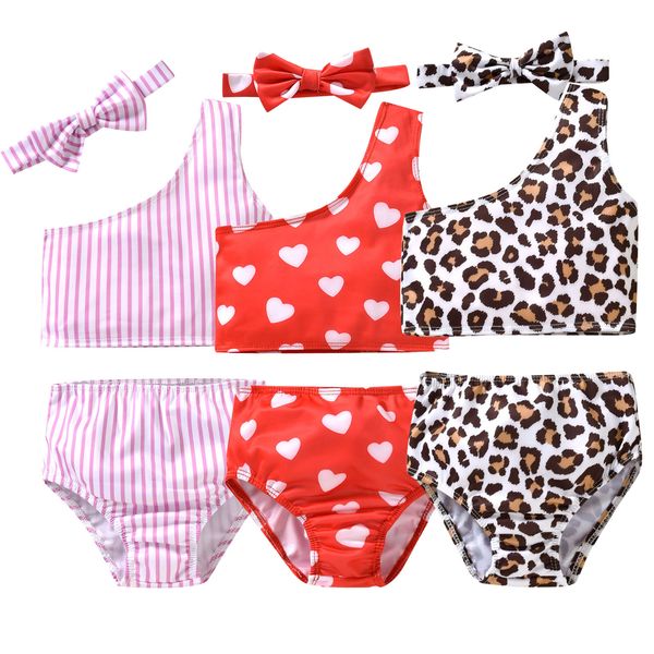 1-6 anni di costumi da bagno per bambini da bagno per bambini carini a strisce leopardo stampa set di bikini in stile bikini in stile bambini splitwwear swimwear kids beach wear