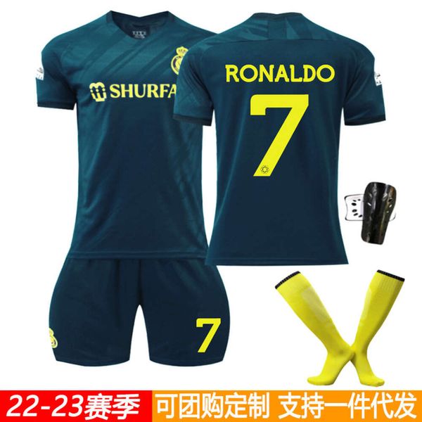 Futbol Formaları 22-23 AL-NASSR FC Zafer Away No.7 Ronaldo Futbol Gömlek Suudi Ligi Basılı Kısa Kollu Set