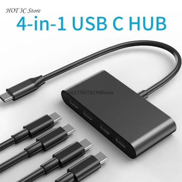 Hubs USB C hub 4 porte di tipo C Trasferimento dati splitter solo in lega di alluminio da 5 Gbps leggero per laptop, desktop, telefono, tablet