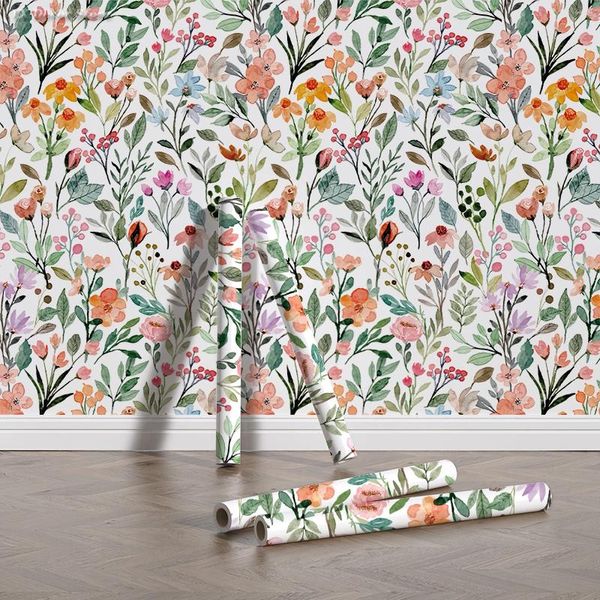 Papéis de parede Papéis de parede rosa floral rosa Floral PVC Wallpaper