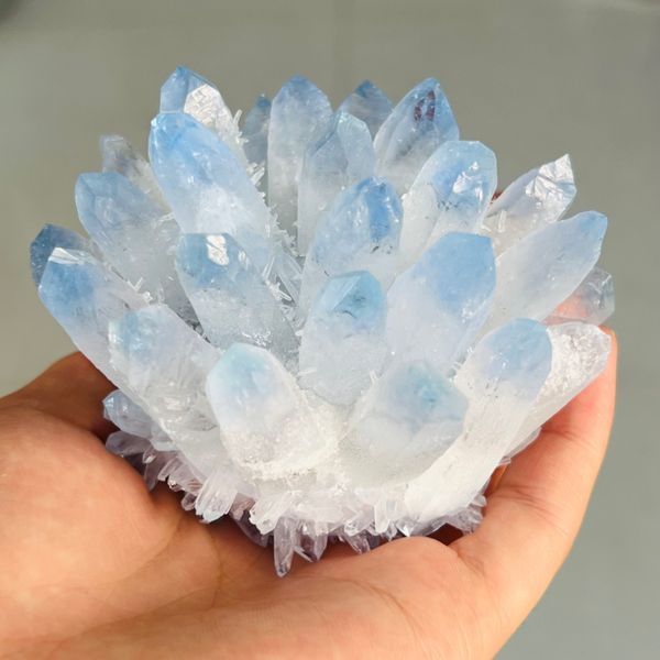 Natural Blue Phantom Quarz Crystal Cluster Rock Stones Mineral Reiki Heilungsprobe Home Deco