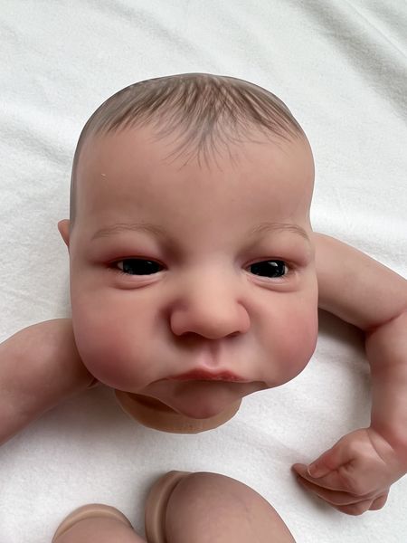 19inch bereits gestrichene wiedergeborene Puppenteile Levi wach lebensechter Baby 3D -Gemälde mit sichtbaren Venen Stoffkörper inklusive