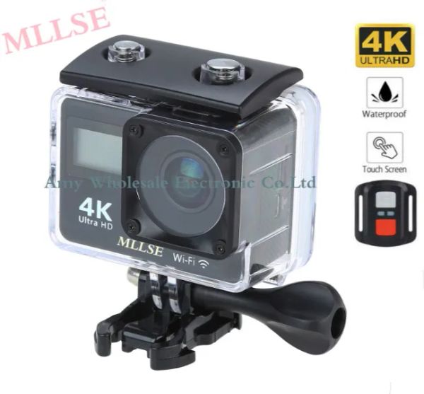 Камера 100% оригинальный двойной экран MLLSE 4K Wi -Fi Sport Action Camera Waterpronation 2,0 дюйма 1080p 30fps Sport Camera +пульт дистанционного управления
