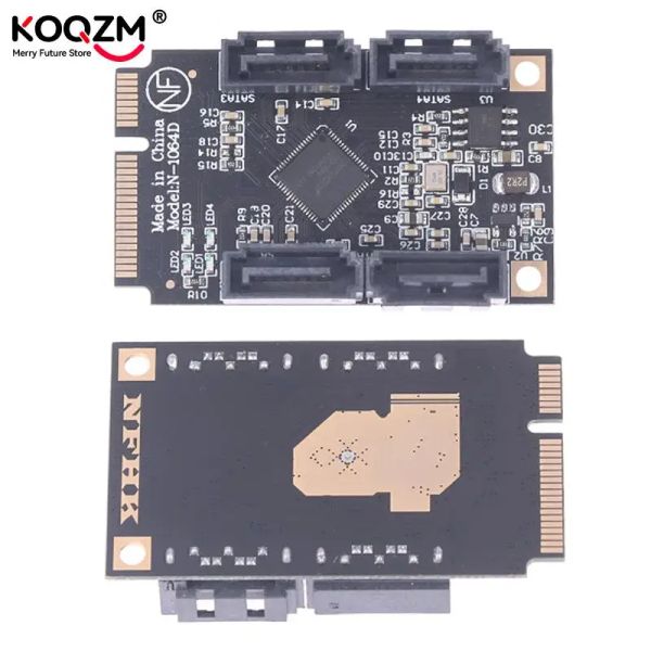 Kartlar 1 PC Kartlara Ekle Mini PCI PCI EXPRESS 4 bağlantı noktasına SATA 3.0 Dönüştürücü SSD HDD SATA3 Denetleyici Genişleme Kartı SATA çarpan