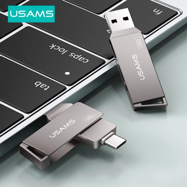 Hubs USAMS OTG 3 in 1 Typec+USB 3.0 Hochgeschwindigkeits -Flash -Laufwerke Pendrive USB -Taste 16G 32 GB 64 GB 128 GB 256 g USB -Flash -Treiber für Telefon/Registerkarte