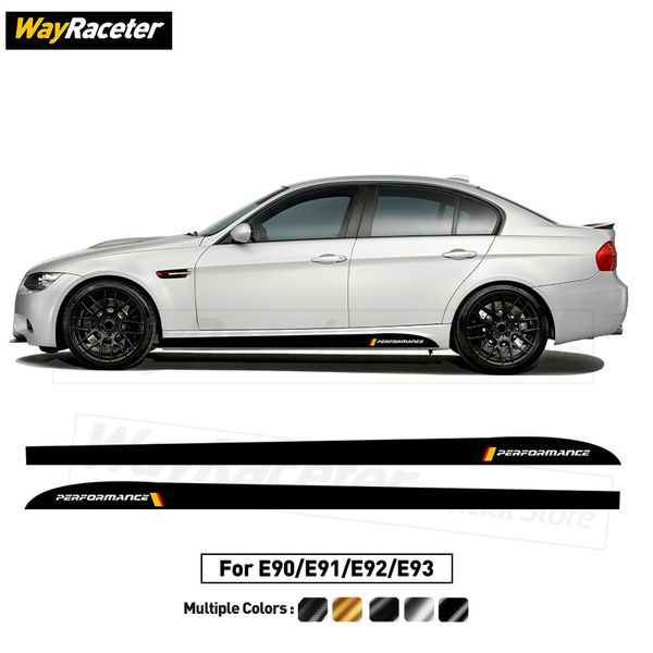 2 PCS M Performance Decal da porta da porta lateral da lateral adesivo para BMW E90 E91 E92 E93 3 Série 2005-2012 318i 320i 325i 328i 335i 330