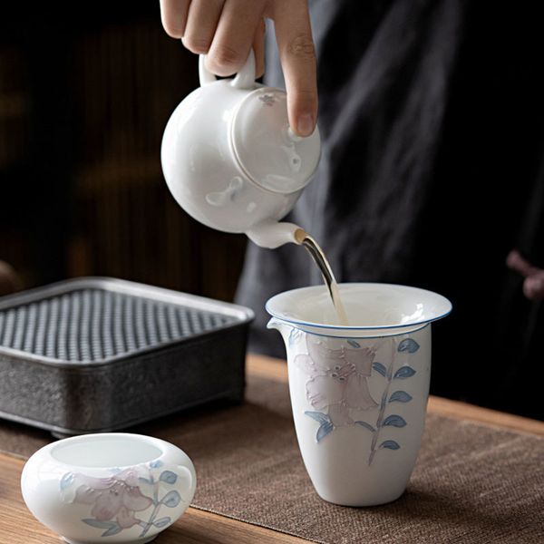 Lily art arte fatte a mano Ceramic ceramica tè da tè tea sciolto foglia di tè filtro tè supporto per perdita di perdita di tè kungfu cerimonia