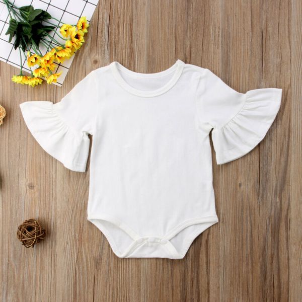 0-24m recém-nascido bebê menina flare manga sólida preta branca cinza macacão casual macacão roupas roupas de bebê roupas de verão