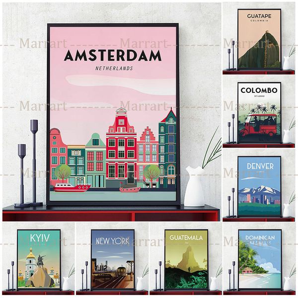 Guatemala, Vancouver, Colombia Vintage Wall Art Scenery Urban Poster Stampe Denver Colorado Travel Poster Decorazione