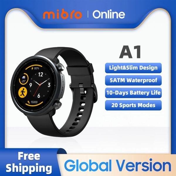 Orologi Mibro A1 Smartwatch Global Version Global Regel Oxygen Heart Frequer Monitor 5 atm Waterproof Fashion Bluetooth Sport Men Women Smart Watch