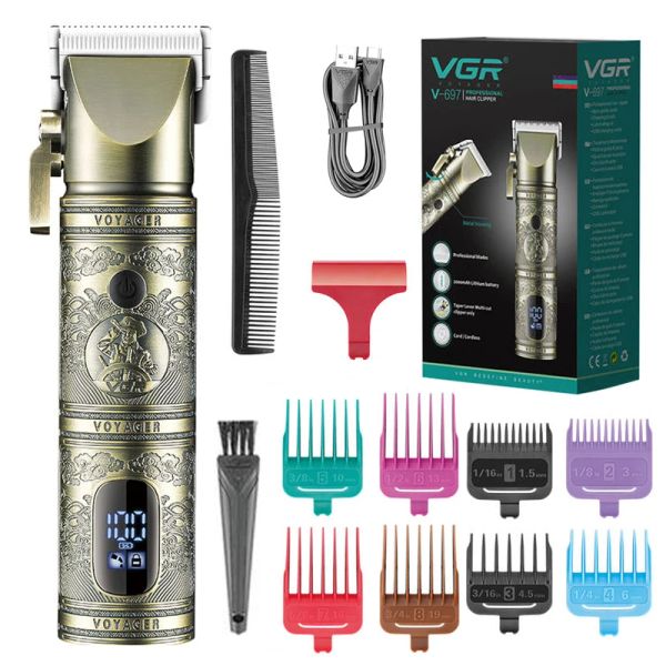 Clippers VGR originale VGR Professionista All Metal Bordless Capelli per capelli per uomo Caselo di barba Electric Clipper ricaricabile Haigrr Cut Machine