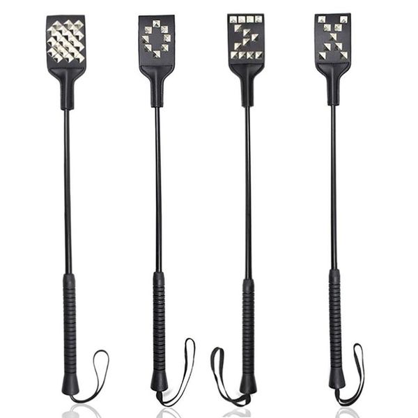 New Rivet Black Leather Riding Crop Whip para o dia dos namorados333r