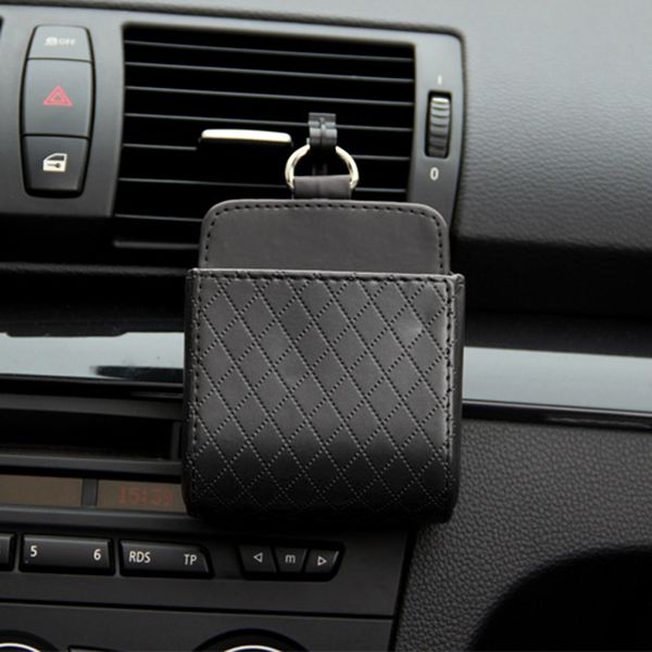 Auto Vent Outlet Trash Box Autokabelle Air Vent Dashboard Organizer Box Brille Telefon PU Halter Finisher Styling -Beutel