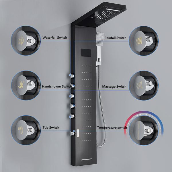 LED -Duschpanner Temperatur Display Bildschirm Niederschlag Dusche