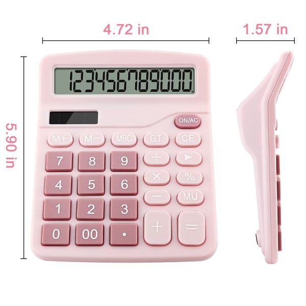 1pcs Desktop Calculator 12 -значный большой ЖК -дисплей Солнечный батарея Двойной питание для домашнего офиса Kid Gift School Suppors