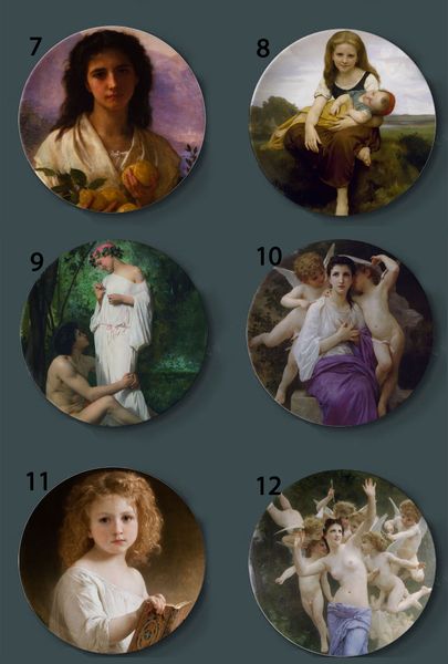 Bouguereau Wandhänge dekorative Teller klassische künstlerische Gericht HOLTION HOLTION HINTERSCHAFT MUTTER UND KINDER OIL MALE TLATTE