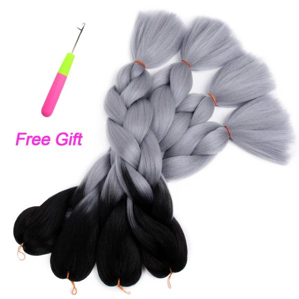 Black Star Jumbo traidir 24 polegadas Twist Hair Hair Synthetic Fibers Braids Ombre Jumbo Hair Extensions for Women Diy Bails Hairs