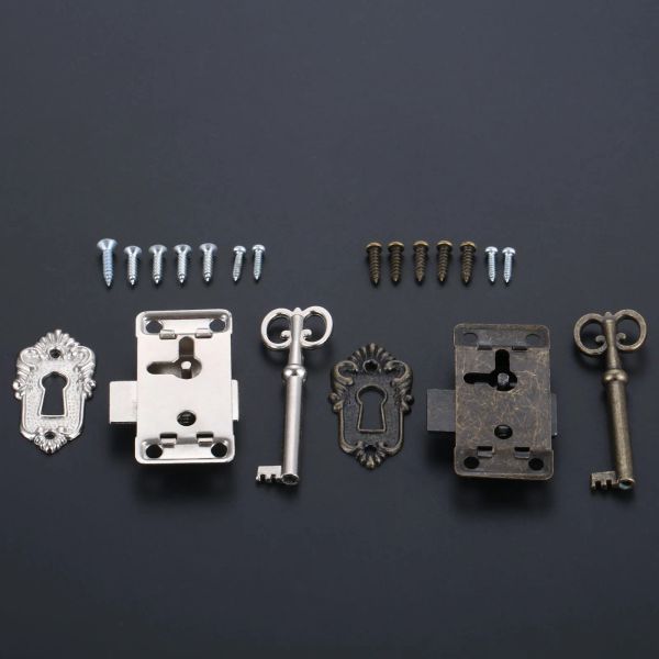 1 set Silver/Black Classical Lock Lucine Cassetto Gazzino Armadio Porta Armadio Porta per gioielli Box in legno con hardware per mobili a chiave