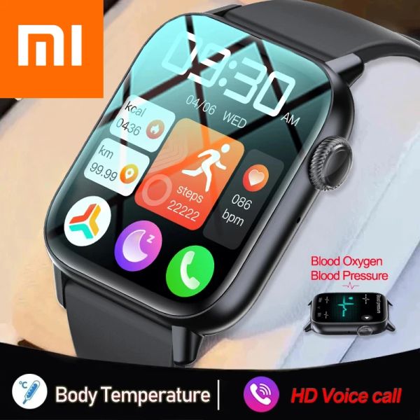 Смотрите xiaomi bluetooth call smart watch 1.83 hd 240*280 экран истинный кровь -кислород Термометр для тела Умные часы Женщины 100+ Спортивные режим