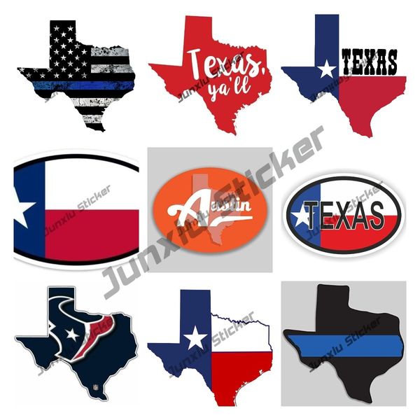 Kreativer Texas Aufkleber Texas State Flag Map Vinyl Aufkleber Auto Selbstklebender Aufkleber Texas Longhorn Lone Star State Flagge Dekor KK13CM
