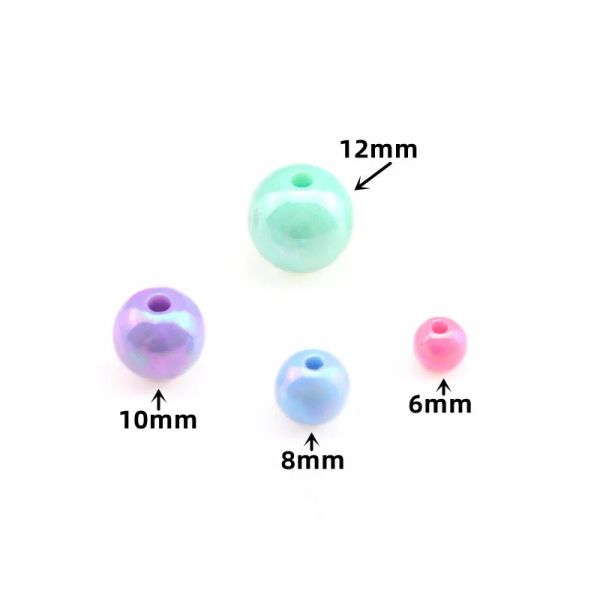 50-400PCS Candy Color Acrílico Rios redondos de 6-12mm Bolas espaçadoras para jóias Fazendo roupas decorativas de DIY acessórios feitos à mão