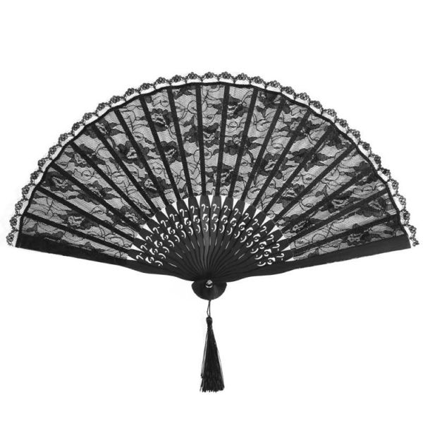 Spanischer viktorianischer Handfan für Hochzeitsfeiern bevorzugt Kostüm Kleid Black270b