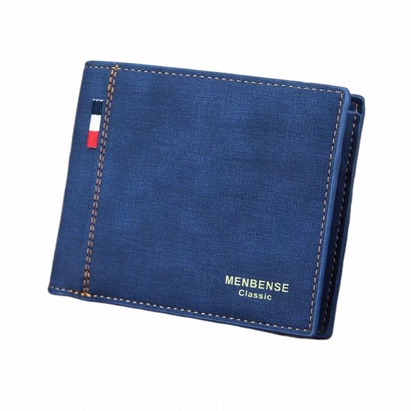 Herren Brieftasche Mey Tasche Feste Farbleder mit großer Kapazität kurzer Kapazität Kurzer Retro-Tri-Fold Wallet berühmte Vintage Männliche Brieftaschen T9QD#