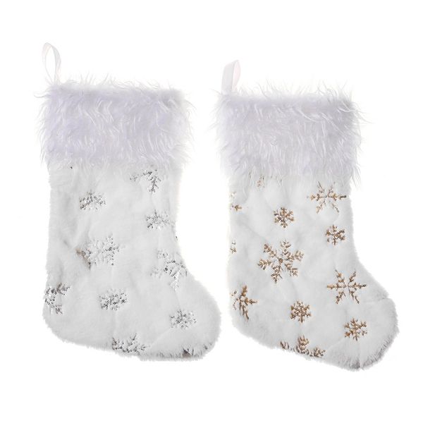 New Christmas Soft Borderys Meias Plexh White Christmas Presente Sockings Sockings Personalized Hotel Home Decoration