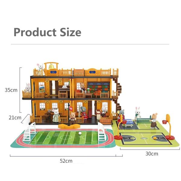 Koala Town School Bus Miniaturgegenstände Model Spielplatz Dollhouse Möbel Wald Familie Fußball Tierkinder Spielzeug für Mädchen Geschenk