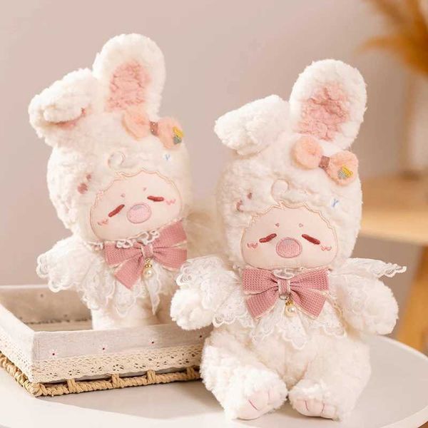 Plüschpuppen Super Soft Sleep Kaninchen Kaninchen Plüsch Puppen -Cartoon Füllung tierischer flauschiger Kaninchen und Ohren können Babyfamilien Spielzeug Mädchen Geschenk J240410 biegen