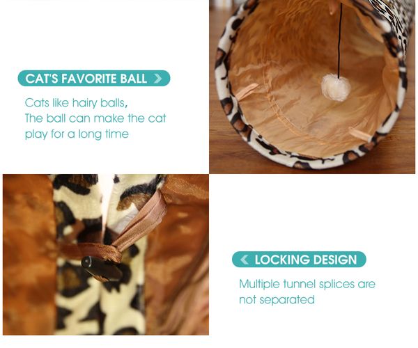 Cat Tunnel Leopard Print Crinkly 3 Ways Tunnel Pet Kitten Play Toy Toy Rabbit Toys Toys Toy Products For Fun