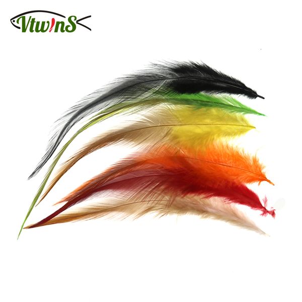 Vtwins 50pcs fly gancing gancio gallo piuma fagiano fagiano hackle cazzo schlappen trota in acciaio flies legare materiali