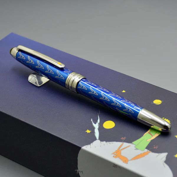 Toptan Sıcak Satışlar Küçük Prens Blue 163 Silindir Top Kalem / Beyaz Kalem / Çeşme Kalem Ofis Kırtasiye Moda Yazı Top Pens Yok Kutu