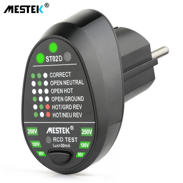 Metek Testers Testers Test Socket Detector RCD EU/US/UK Plug Ground Zero Line Plug Polarity Fase Check Breaker Finder